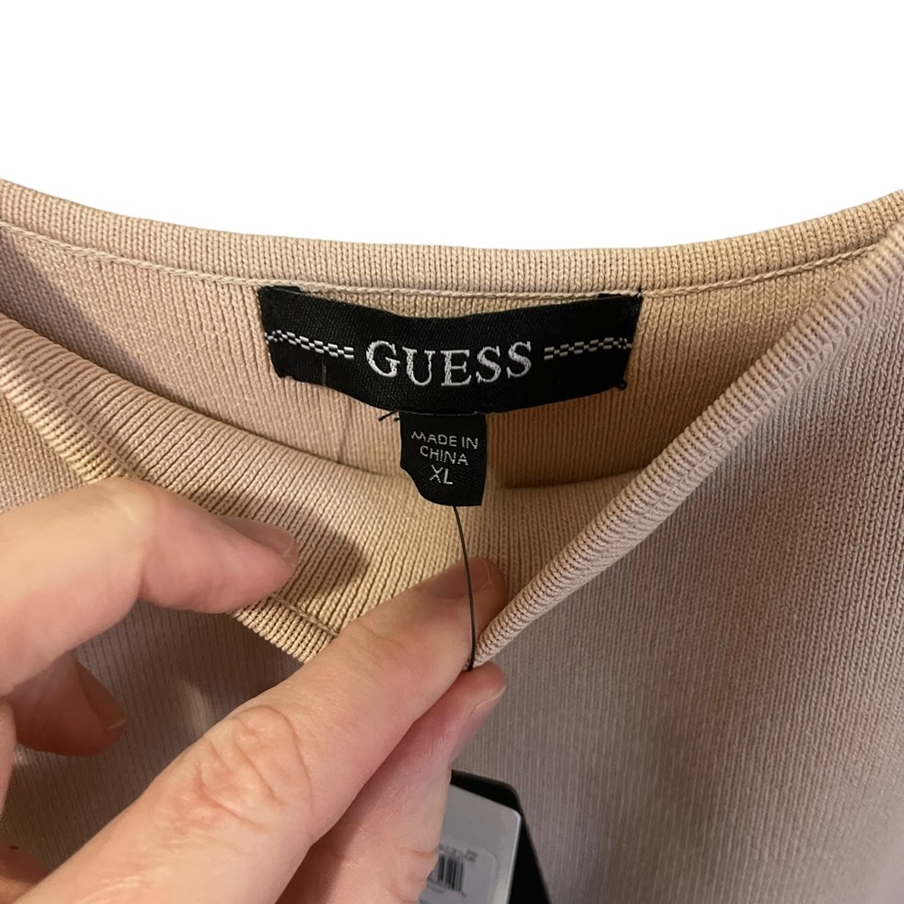 GUESS| NWT SL Square Neck Rib Gia Body Con Dress w/Slit SZ XL Color ‘Clay Slip’ - Picture 8 of 10